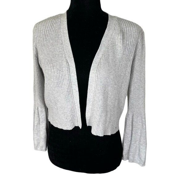 Calvin Klein Bell Sleeve Long Crop Grey Cardigan Women's Medium NEW without Tags - Picture 1 of 6